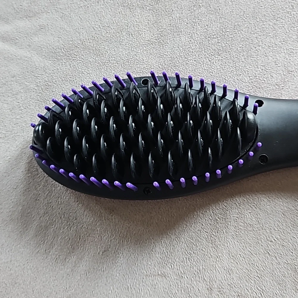 Sutra Heat Brush Hair Straightening Brush Purple Swivel Cord Auto Shutoff